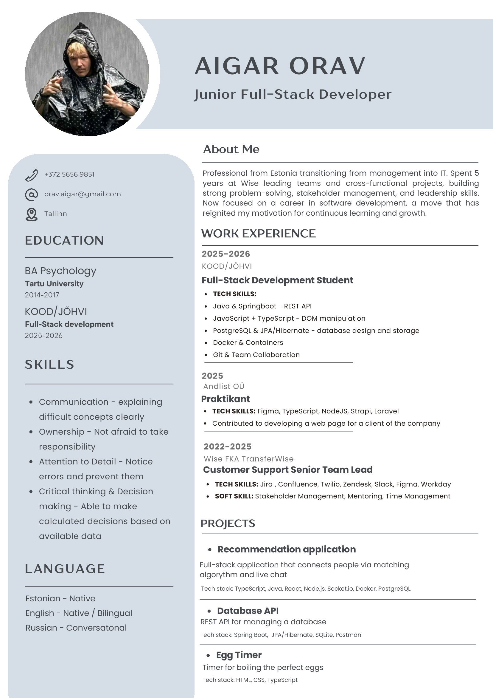Aigar Orav résumé